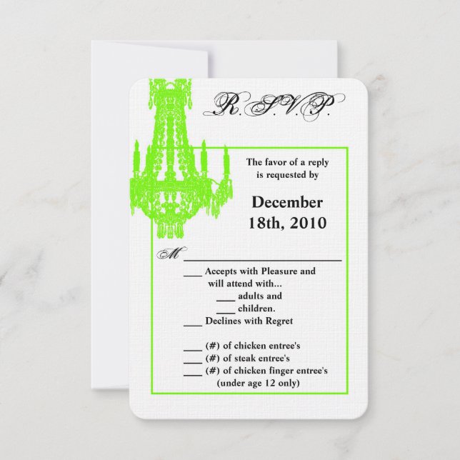 Convite Placa R.S.V.P. 3.5x5 Chandelier Glitz Glamo (Frente)
