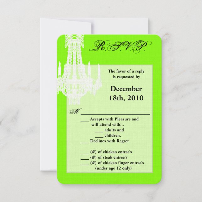 Convite Placa R.S.V.P. 3.5x5 Chandelier Glitz Glamo (Frente)