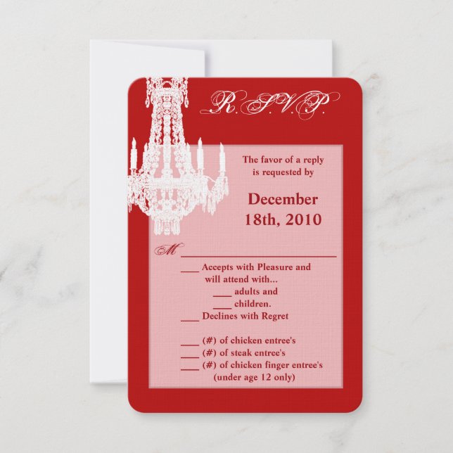 Convite Placa R.S.V.P. 3.5x5 Chandelier Glitz Glamo (Frente)