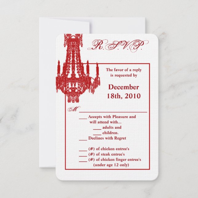 Convite Placa R.S.V.P. 3.5x5 Chandelier Glitz Glamo (Frente)