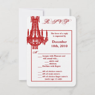 Convite Placa R.S.V.P. 3.5x5 Chandelier Glitz Glamo