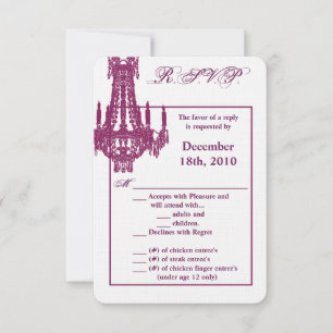 Convite Placa R.S.V.P. 3.5x5 Chandelier Glitz Glamo