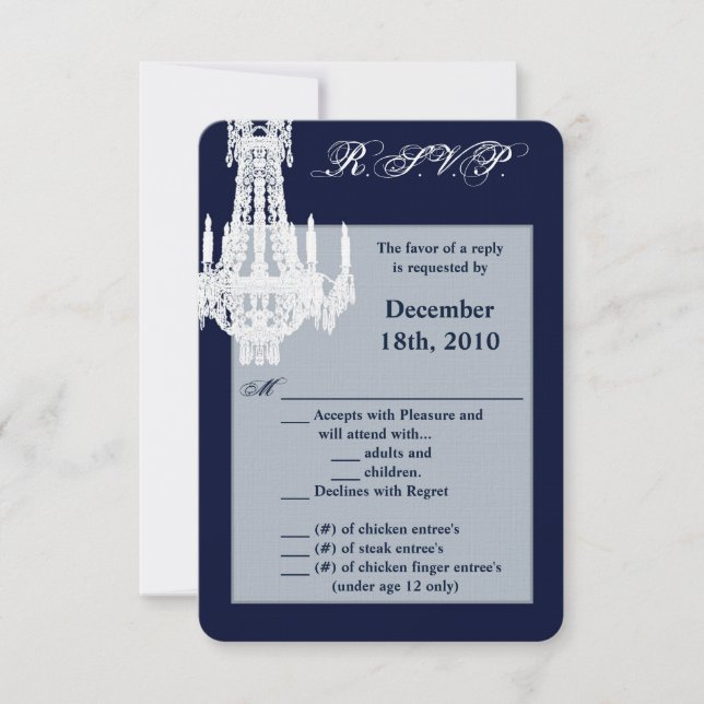 Convite Placa R.S.V.P. 3.5x5 Chandelier Glitz Glamo (Frente)