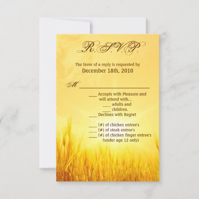 Convite Placa R.S.V.P. 3.5x5 Suspensa de trigo (Frente)