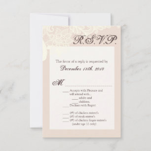 Convite Placa R.S.V.P. 3.5x5 Vintage Lace rosa vitoriano