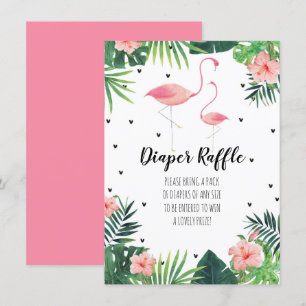 Convite Placa Raffle de Fralda de Chá de fraldas Flamingo