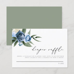 Convite Placa Raffle de Fralda Floral Marinho Azul MILENA 