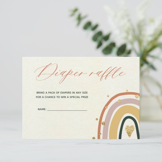 Convite Placa Raffle do Chá de fraldas Arco-Íris Dourado B (Em pé/Frente)