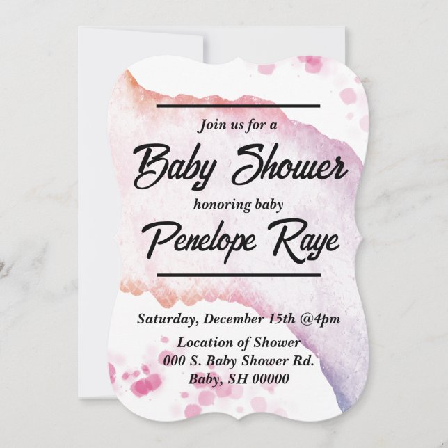 Convite Placa receptáculo de cor d'água do Ombre (Frente)