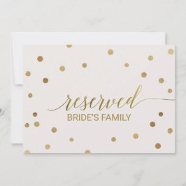 Convite Placa "Reservado" com Bolinhas Douradas
