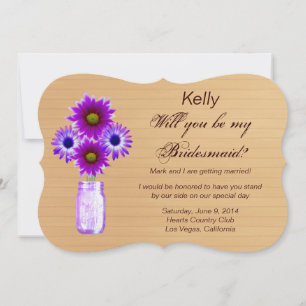 Convite Placa Roxo do País Mason Jar Bridesmaid