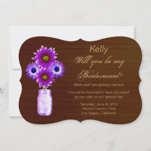 Convite Placa Roxo do País Mason Jar Bridesmaid