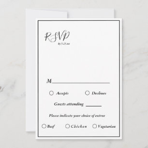 Convite Placa RSVP 5x7 do Menu de Casamento Moderno Elegan