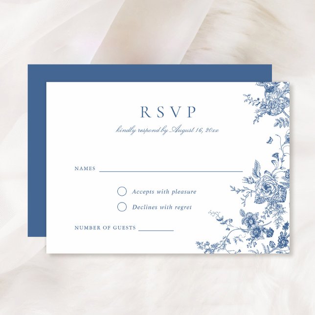 Convite Placa RSVP Azul de Marinho Botânico Floral Elegant (Criador carregado)