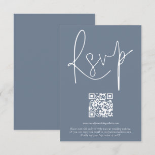 Convite Placa RSVP Azul Dusty com Script de Código QR Mode