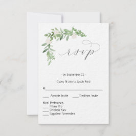 Convite placa RSVP branca e verde