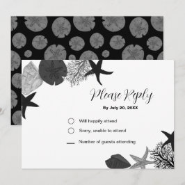 Convite Placa RSVP casual da camada branca de cinza preta