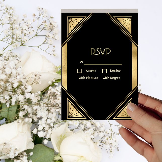 Convite Placa RSVP de Art Deco Glam Vintage (Criador carregado)