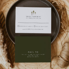 Convite Placa RSVP de Árvore de Pinheiros de Aquarela Russ