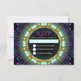 Convite Placa RSVP de Bat Mitzvah com Luz Negra