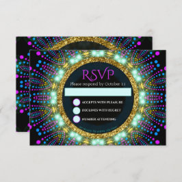Convite Placa RSVP de Bat Mitzvah com Luz Negra