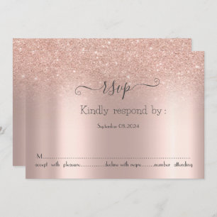 Convite Placa RSVP de Bokeh Glitter Bokeh Elegante Rosa Do