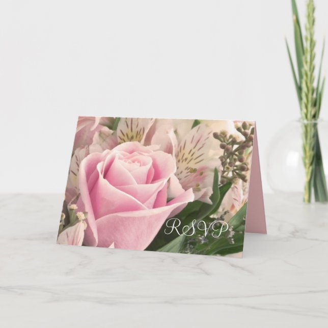Convite Placa RSVP de Buquê de Flores Rosa Elegante de Lux (Frente)