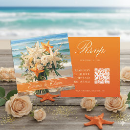 Convite Placa RSVP de Buquê de Starfish de Casamento de Pr