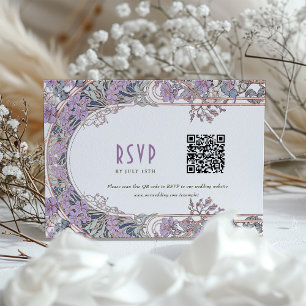 Convite Placa RSVP de Casamento de Arte Nouveau Elegante c