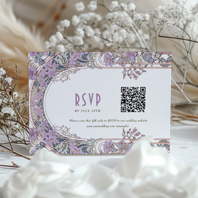 Convite Placa RSVP de Casamento de Arte Nouveau Elegante c (Criador carregado)