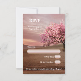 Convite Placa RSVP de Casamento de Árvore de Cereja Blosso