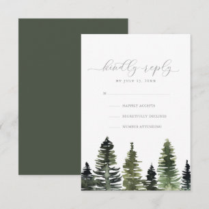 Convite Placa RSVP de Casamento de Árvores de Pinheiros c