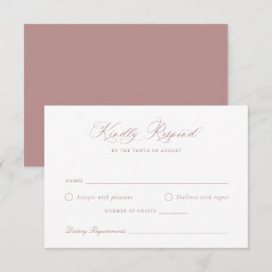 Convite Placa RSVP de Casamento de Blush de Script de Cali