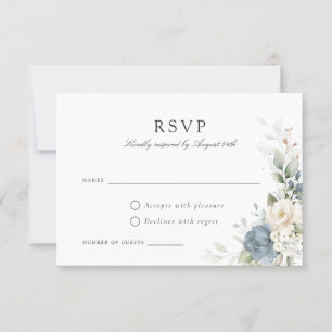 Convite Placa RSVP de Casamento de Bosta Azul Floral