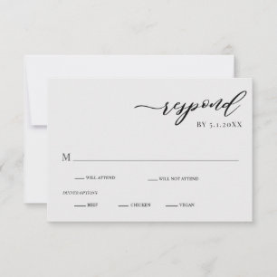 Convite Placa RSVP de Casamento de Cinzas de Prata Moderna