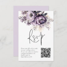 Placa RSVP de Casamento de Código QR de Florais de