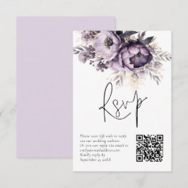 Convite Placa RSVP de Casamento de Código QR de Florais de