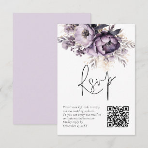 Convite Placa RSVP de Casamento de Código QR de Florais de