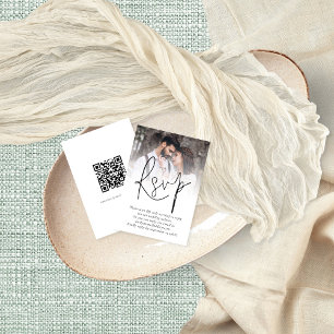 Convite Placa RSVP de Casamento de Código QR de Sobreposiç
