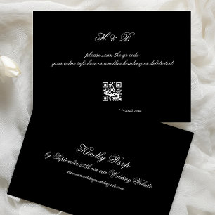 Convite Placa RSVP de Casamento de CÓDIGO QR Preto para Ca