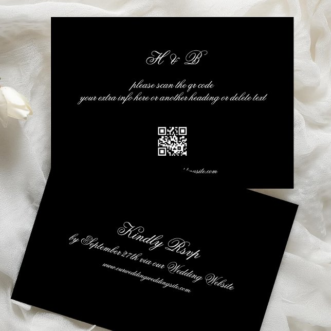 Convite Placa RSVP de Casamento de CÓDIGO QR Preto para Ca (Criador carregado)