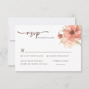 Convite Placa RSVP de Casamento de Flor de Água com Rosa D