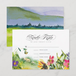 Convite Placa RSVP de Casamento de Girassóis Wild Meadow