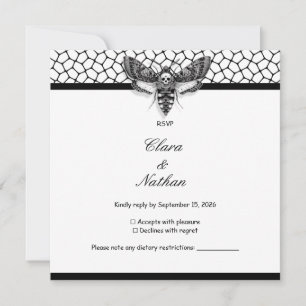 Convite Placa RSVP de Casamento de Matriz Gótica - Elegant