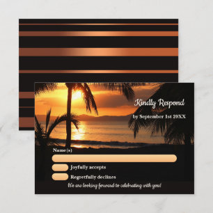 Convite Placa RSVP de Casamento de Praia de Palm Tropical