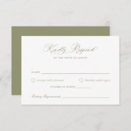 Convite Placa RSVP de Casamento de Sage do Script de Calig