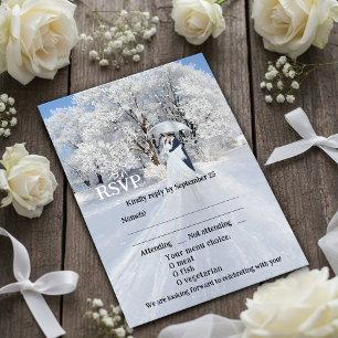 Convite Placa RSVP de Casamento de Sonhos de Inverno Artís