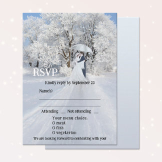 Convite Placa RSVP de Casamento de Sonhos de Inverno Artís