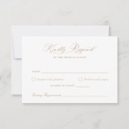 Convite Placa RSVP de Casamento Dourado de Script de Calig