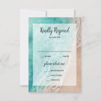 Convite Placa RSVP de Casamento Externo da praia de Wavy